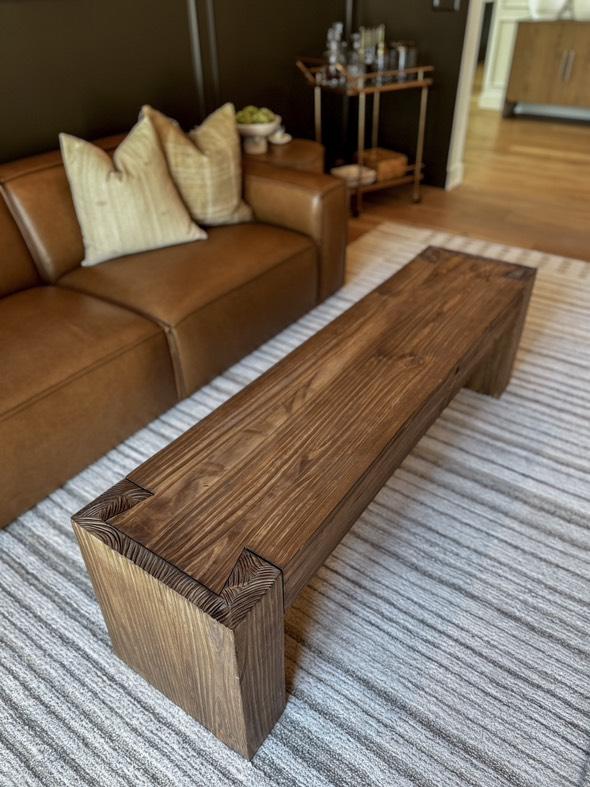 Modern Rustic Bench / Coffee Table - Soft Brown - Vinna Home & Kitchen