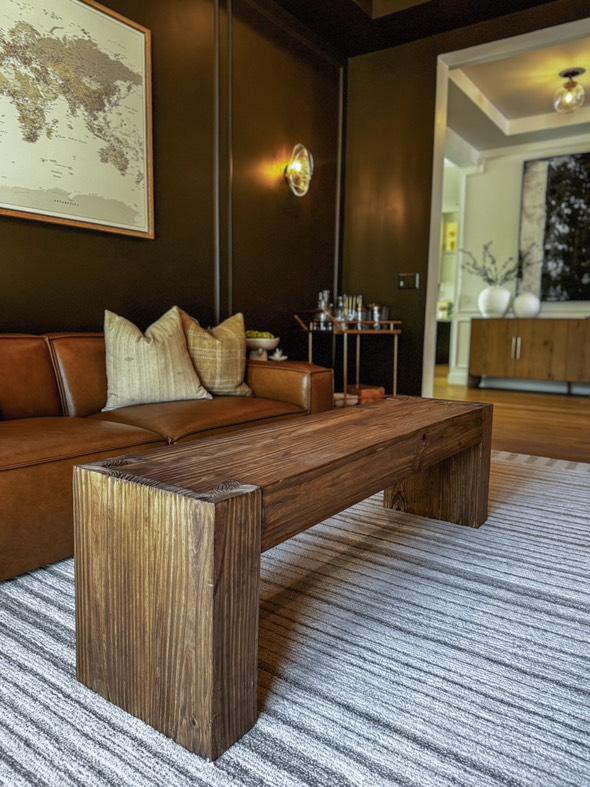 Modern Rustic Bench / Coffee Table - Soft Brown - Vinna Home & Kitchen
