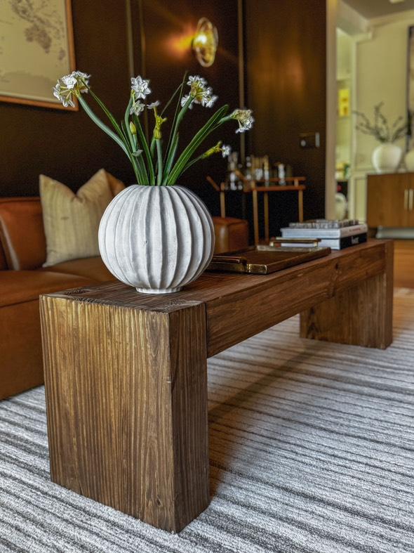 Modern Rustic Bench / Coffee Table - Soft Brown - Vinna Home & Kitchen
