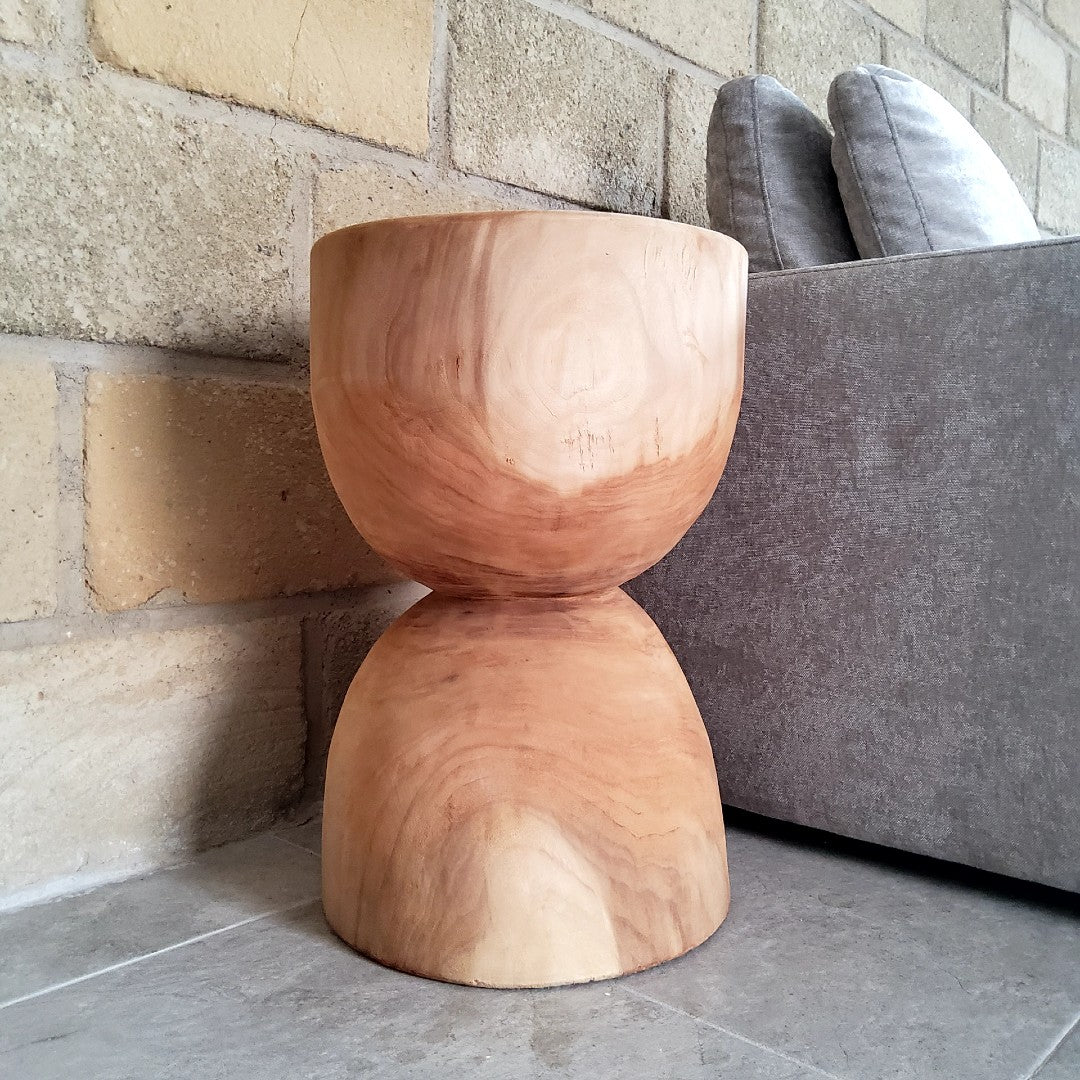 Parota Solid Wood Side Table Stool Accent Table Natural
