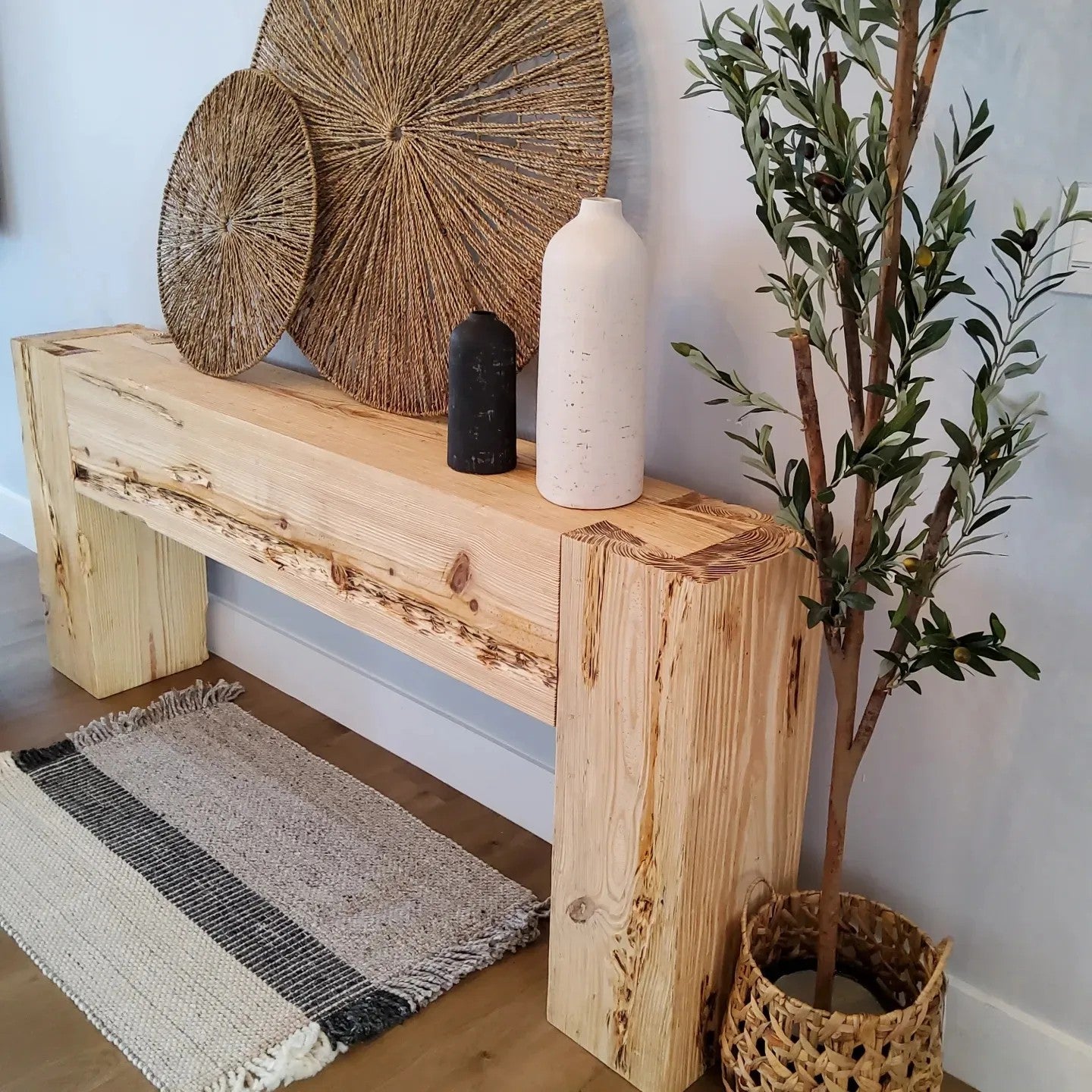 Rustic wood beam console table entryway table livingroom furniture