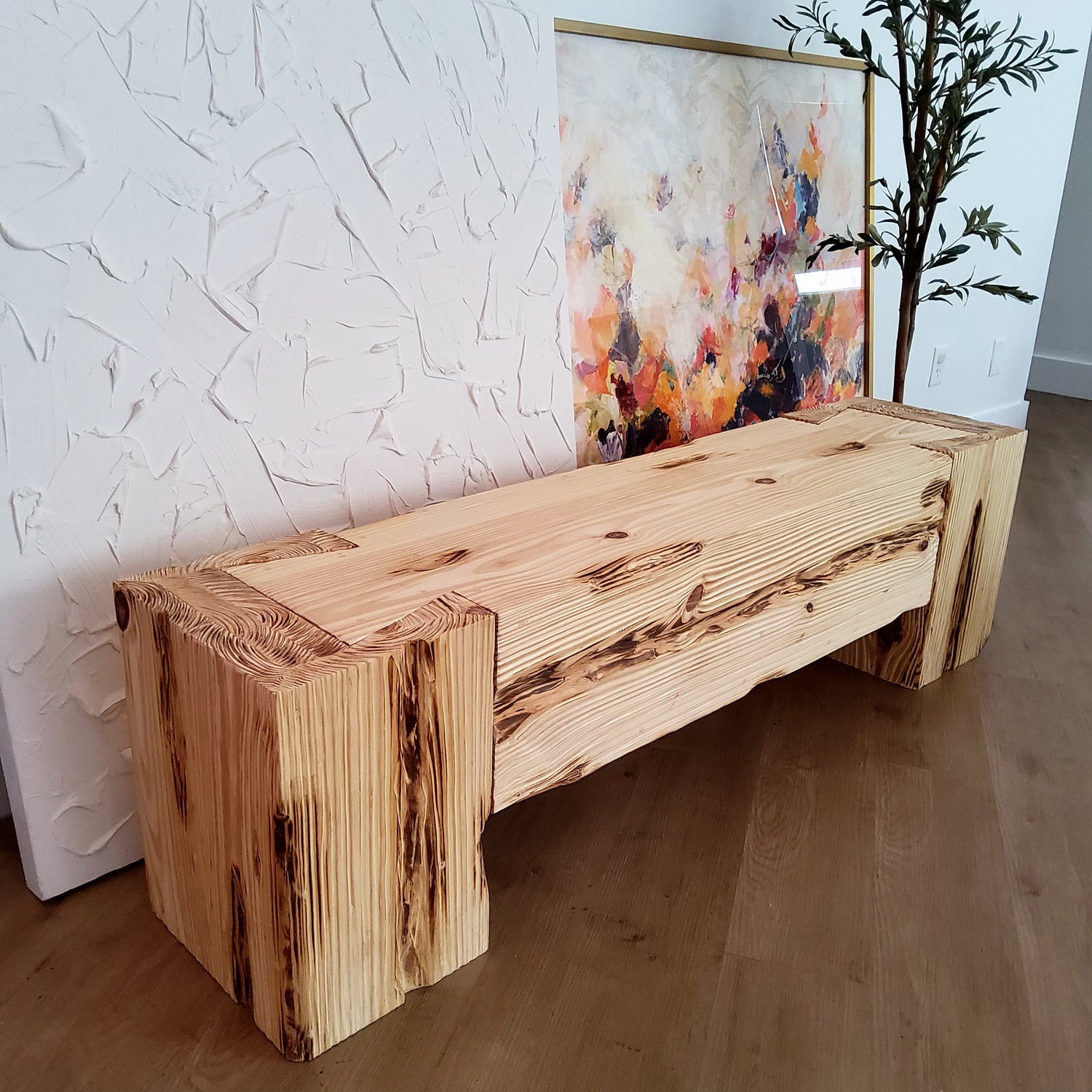 Modern Rustic Chunky Entryway Bench Vinna Home Kitchen