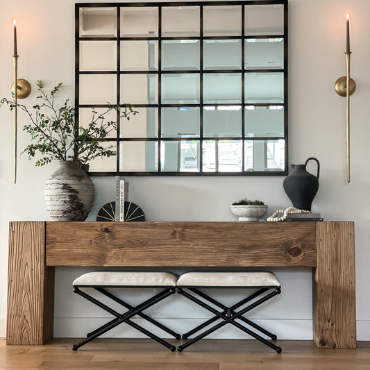 Modern Rustic Console Table - Soft Brown 36"Hx11"Dx60"L (Custom Order) - Vinna Home & Kitchen