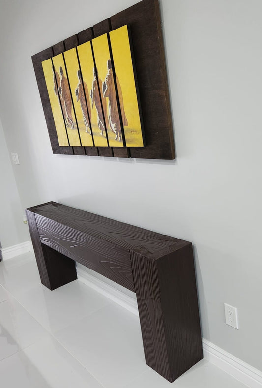Modern Rustic Console Table - Rich Walnut w/ Extra Coat of Stain 32"Hx11"Dx72"L (Custom Order)