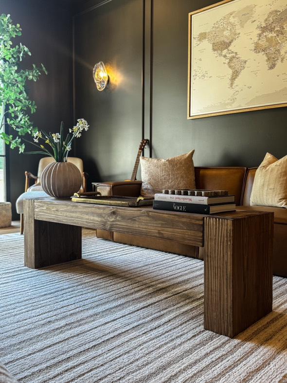 Modern Rustic Bench / Coffee Table - Soft Brown - Vinna Home & Kitchen