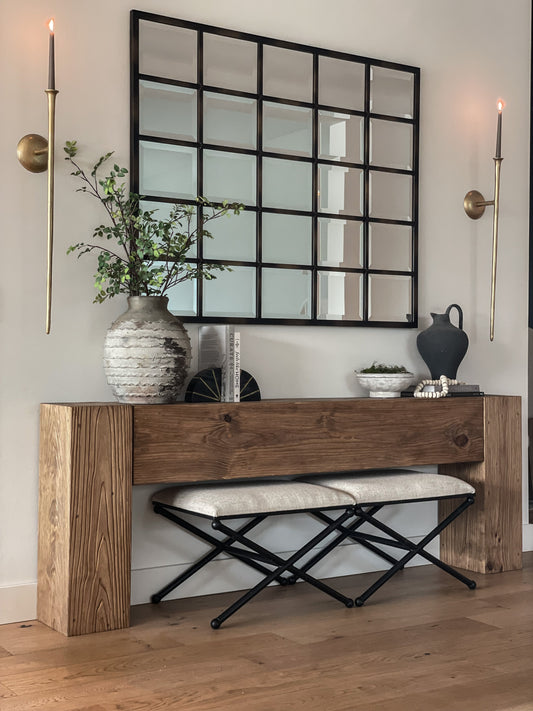 Modern Rustic Console Table - Soft Brown 36"Hx11"Dx60"L (Custom Order) - Vinna Home & Kitchen