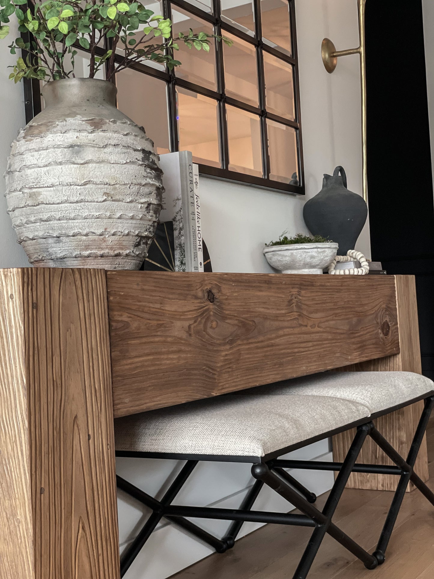 Modern Rustic Console Table - Soft Brown 36"Hx11"Dx60"L (Custom Order) - Vinna Home & Kitchen