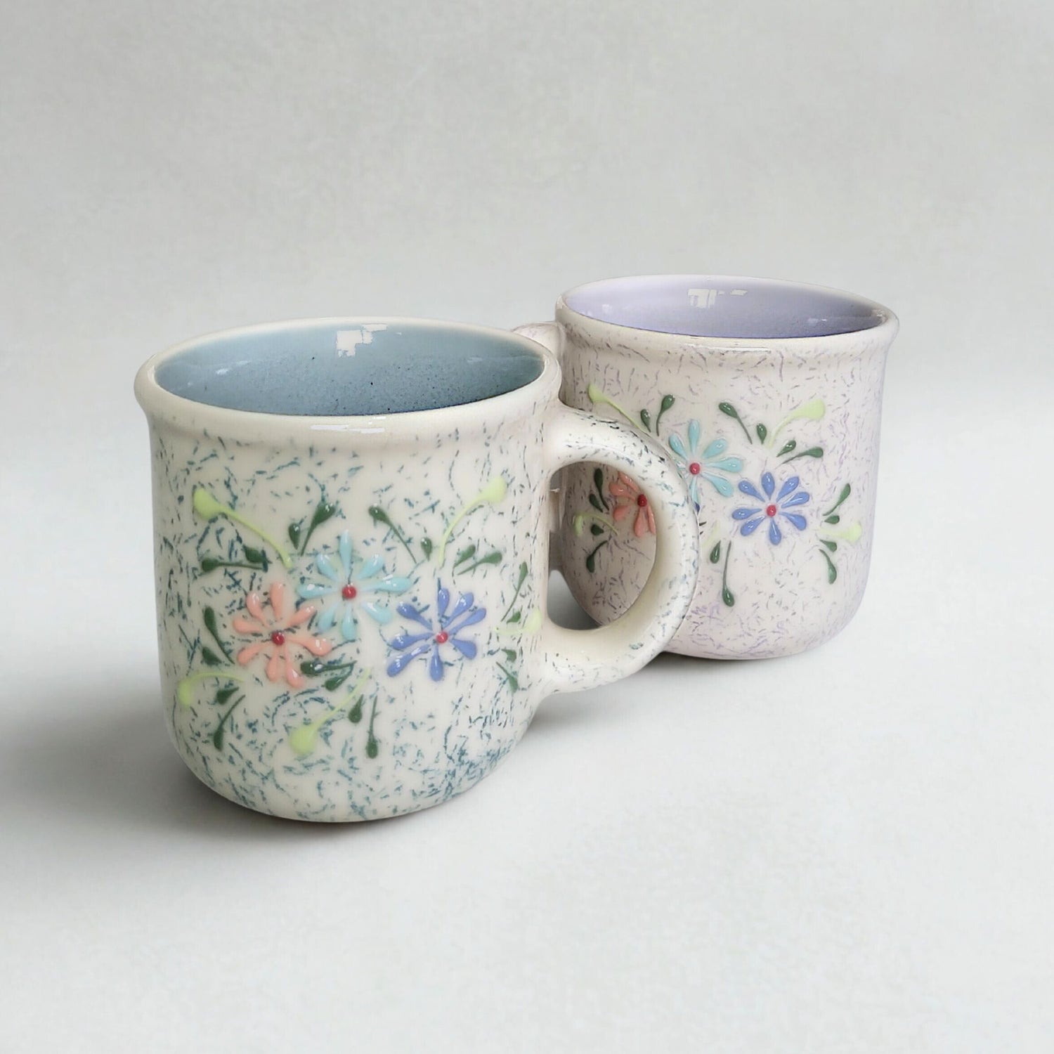 Ceramic Coffee & Tea Mug Set – Floral Design (Set of 2) - Vinna Home & Kitchen