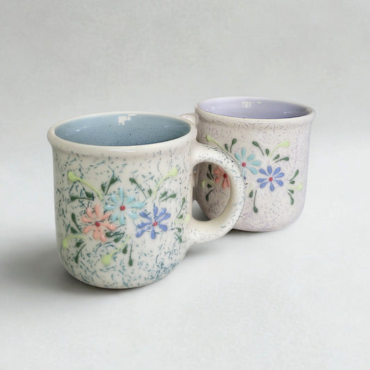 Ceramic Coffee & Tea Mug Set – Floral Design (Set of 2) - Vinna Home & Kitchen