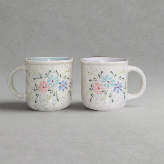 Ceramic Coffee & Tea Mug Set – Floral Design (Set of 2) - Vinna Home & Kitchen