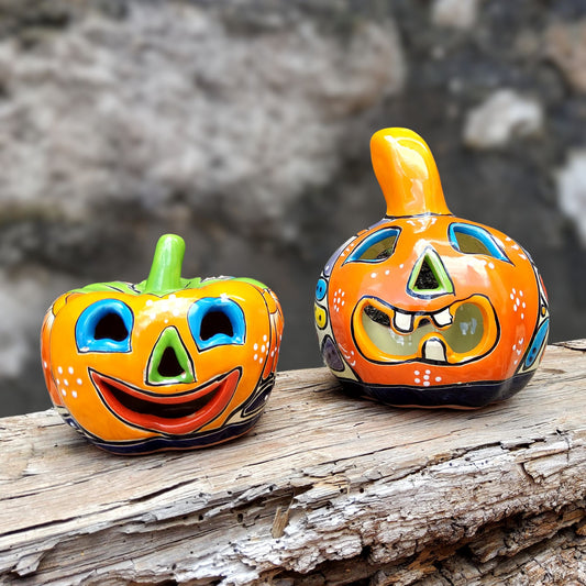 Hand-Painted Ceramic Jack-O’-Lantern Candle Holder (Set of 2)