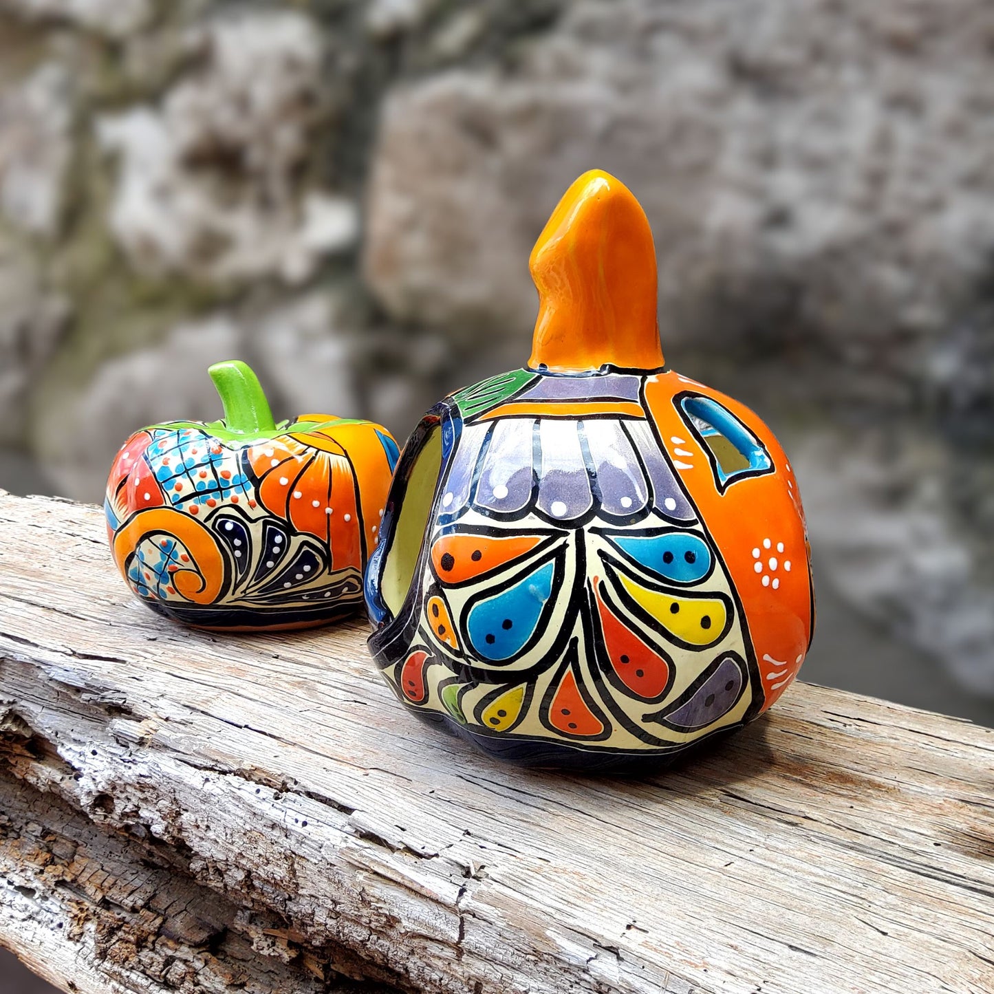 Hand-Painted Ceramic Jack-O’-Lantern Candle Holder (Set of 2)