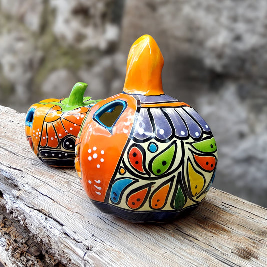 Hand-Painted Ceramic Jack-O’-Lantern Candle Holder (Set of 2)