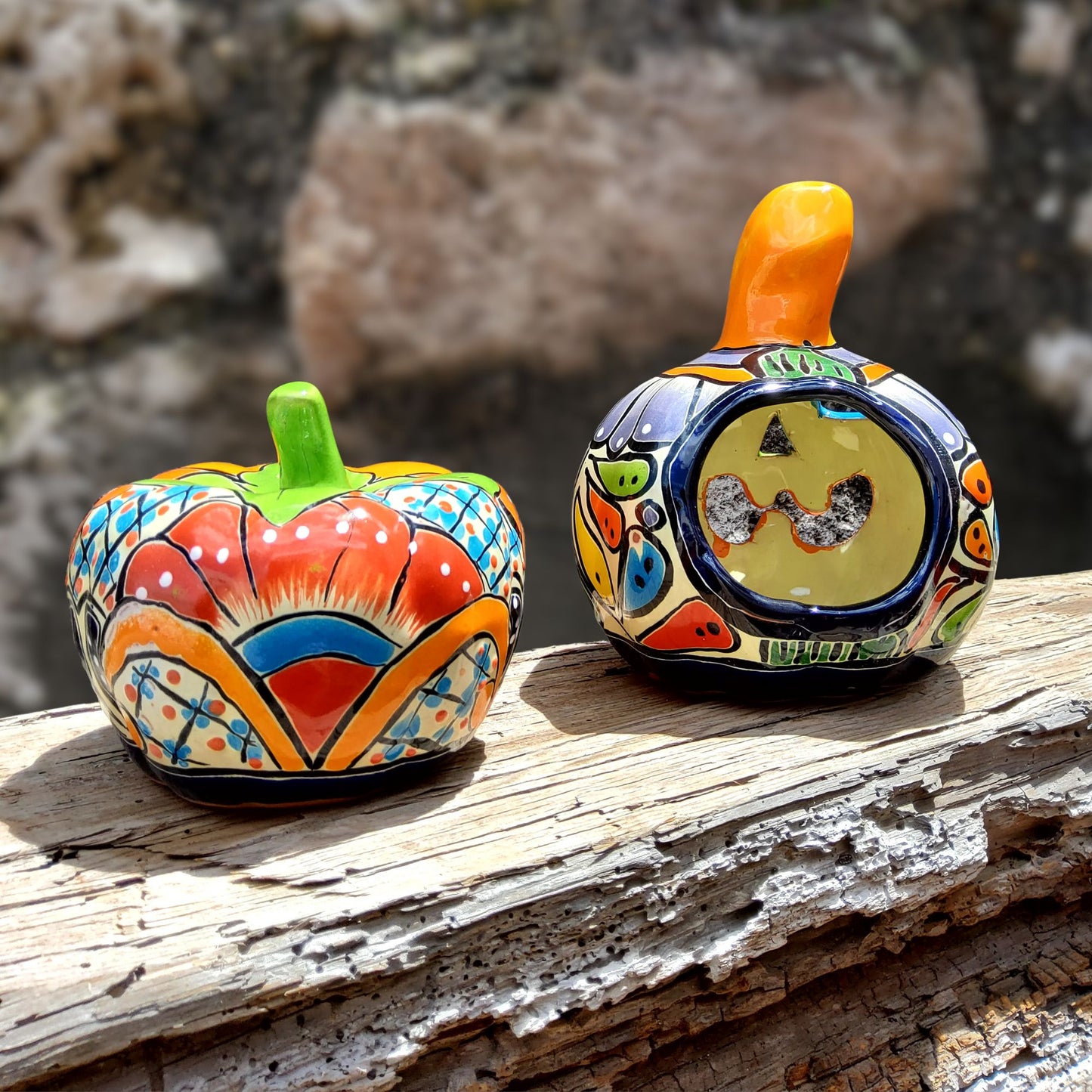 Hand-Painted Ceramic Jack-O’-Lantern Candle Holder (Set of 2)