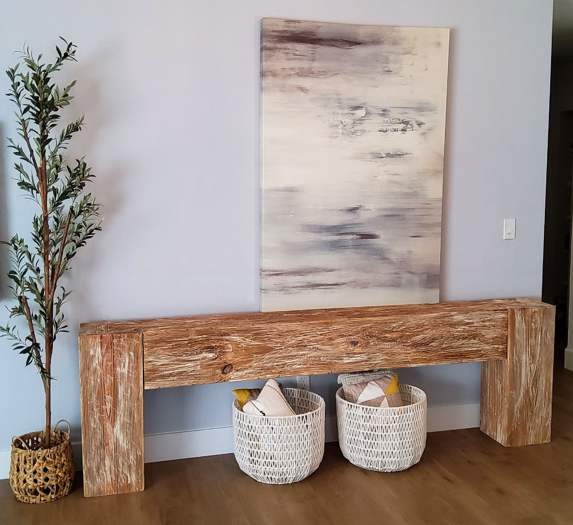 Rustic wood beam console table entryway table livingroom furniture 