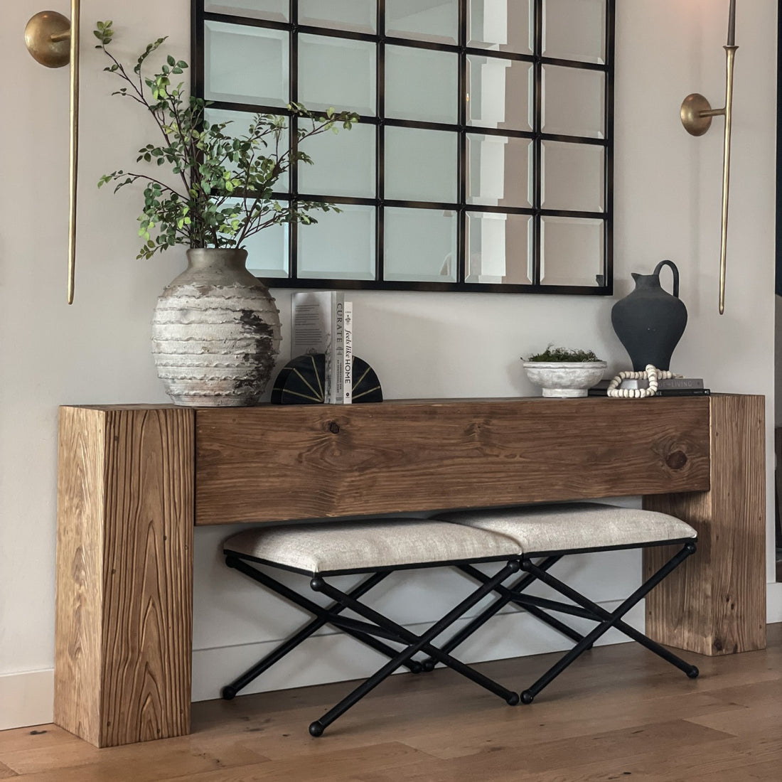 Modern Rustic Console Table Soft Brown Vinna Home & Kitchen