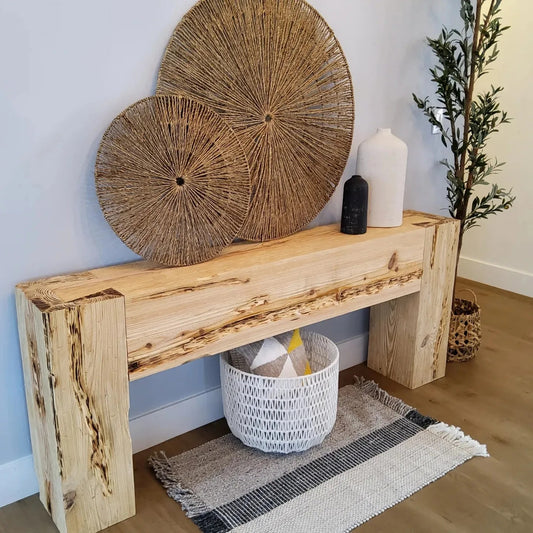 Rustic wood beam console table entryway table livingroom furniture